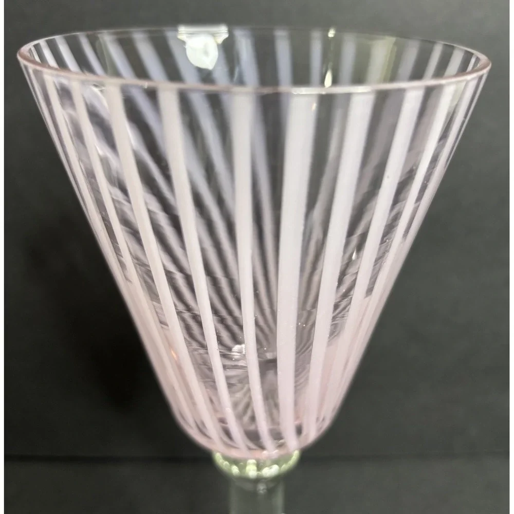 4 Pier 1 Vertical Stipe Pink Glasses Water Goblets 8